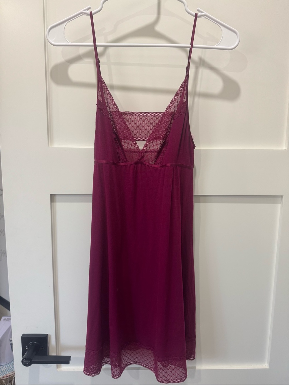 Victoria’s Secret Women's Lace-Trim Slip Nightdress -Dark Berry